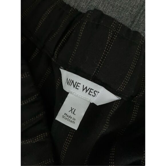 NINE WEST Black & Tan Striped Elastic Waist Pants Size XL - Picture 11 of 12